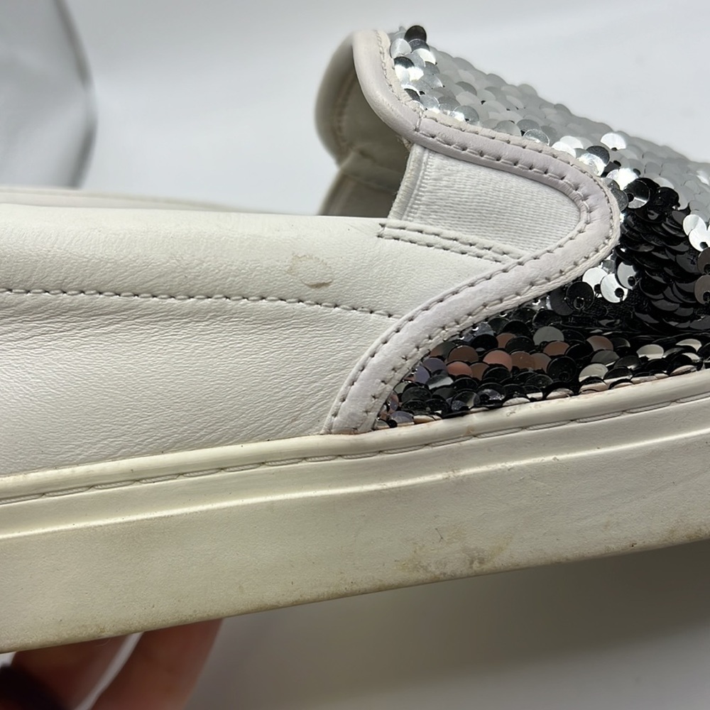 Tory Burch Carter Slip On Sneakers Loafers Shoes Sequins White Black Womens 10 - Picture 12 of 16